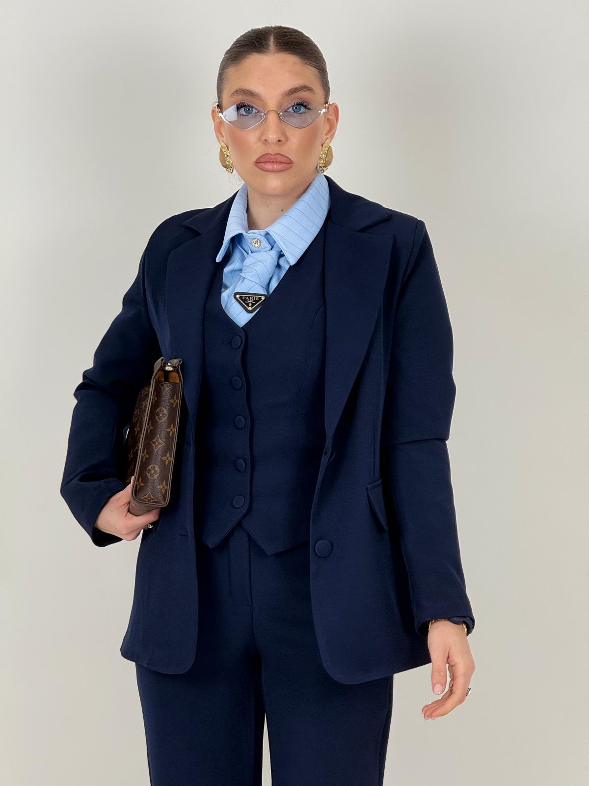 Traje Sara- Conjunto de 3 piezas de alta calidad  Chaqueta, chaleco y pantalón ancho