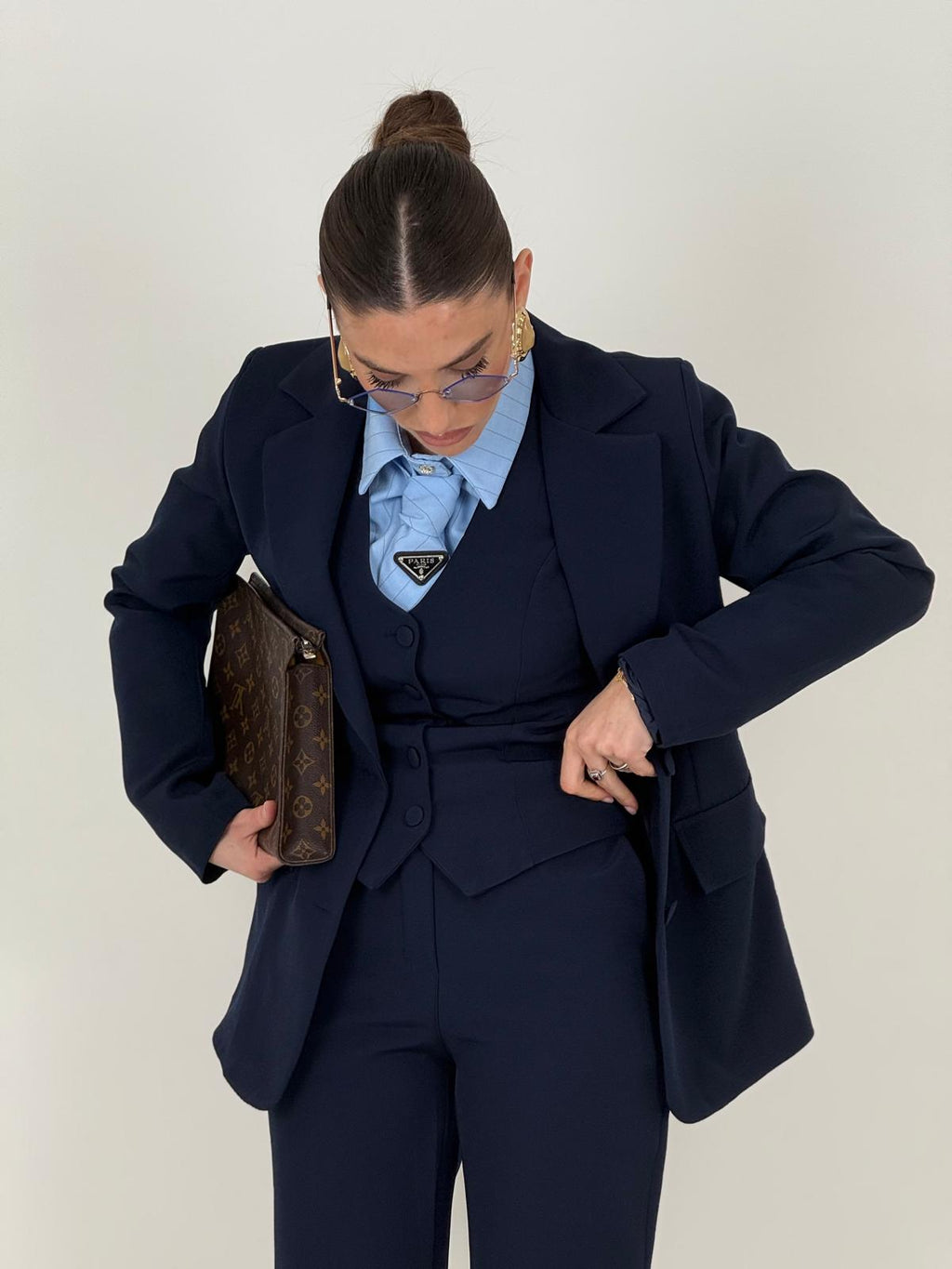 Traje Sara- Conjunto de 3 piezas de alta calidad  Chaqueta, chaleco y pantalón ancho