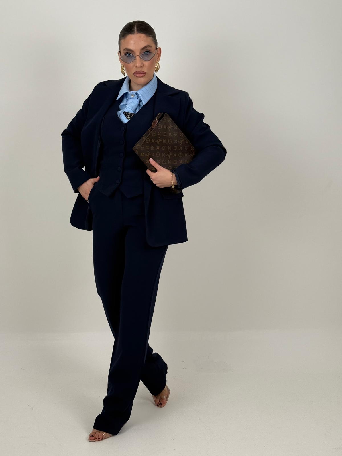 Traje Sara- Conjunto de 3 piezas de alta calidad  Chaqueta, chaleco y pantalón ancho