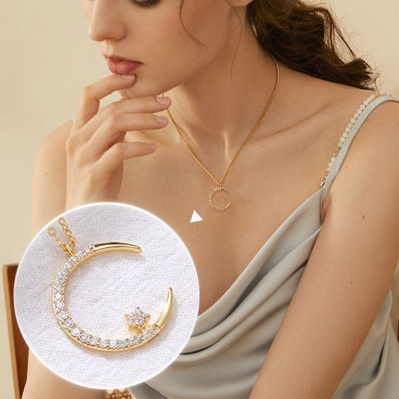 ⌛ Solo quedan 3 días: ¡50 % de descuento en todo! ⏰ Collar brillante con luna y estrellas🌙