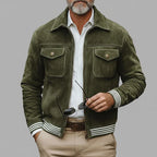 Chamarra retro de ante verde caqui