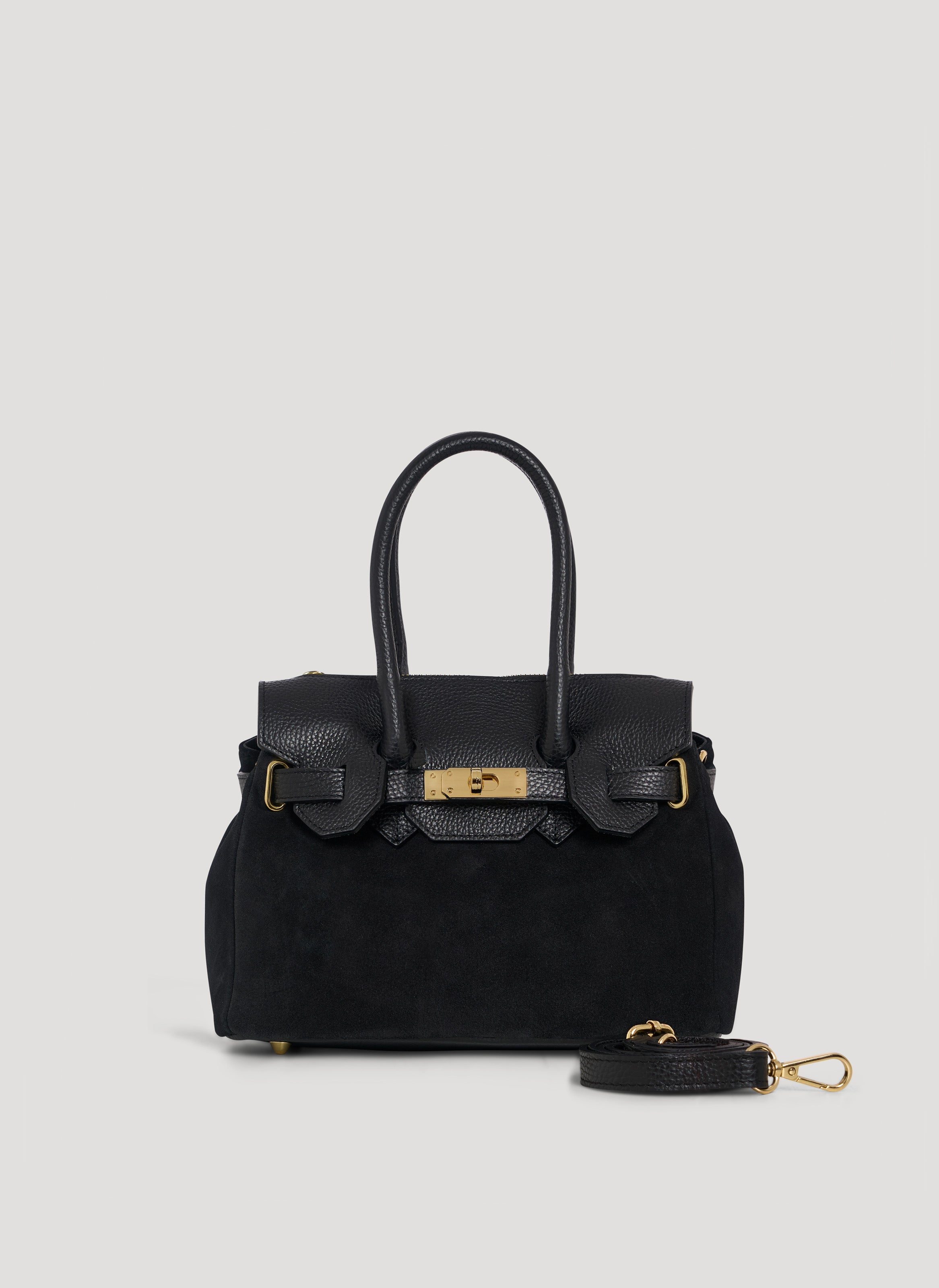 Bolso Elizabeth Micro en ante y piel negros