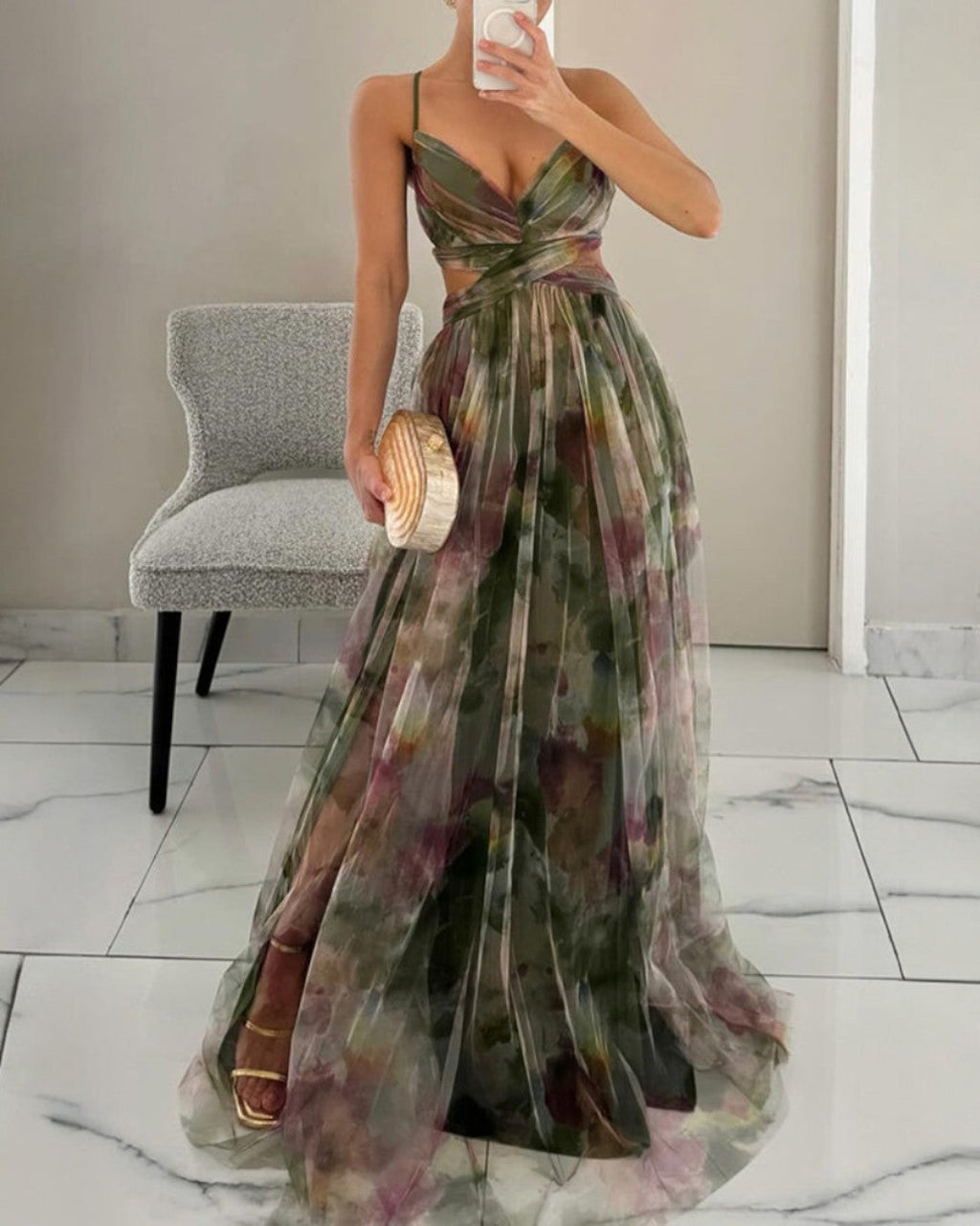 Claudia- Encantador vestido largo con estampado floral