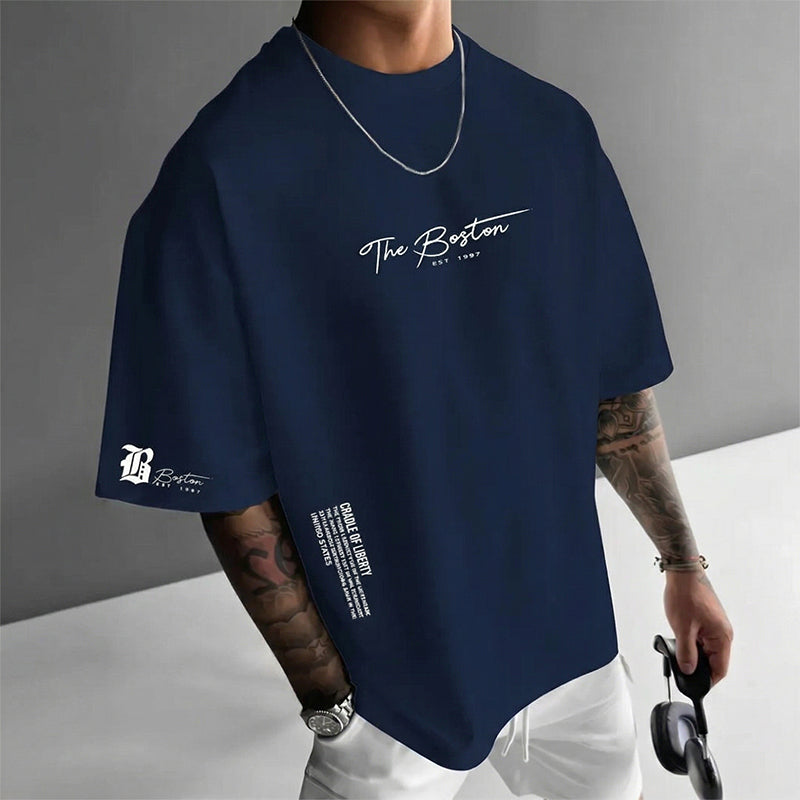 ¡50% DE DESCUENTO AHORA! Camiseta urbana para hombre de corte holgado – mezcla premium de algodón, ajuste oversize casual y estampado gráfico