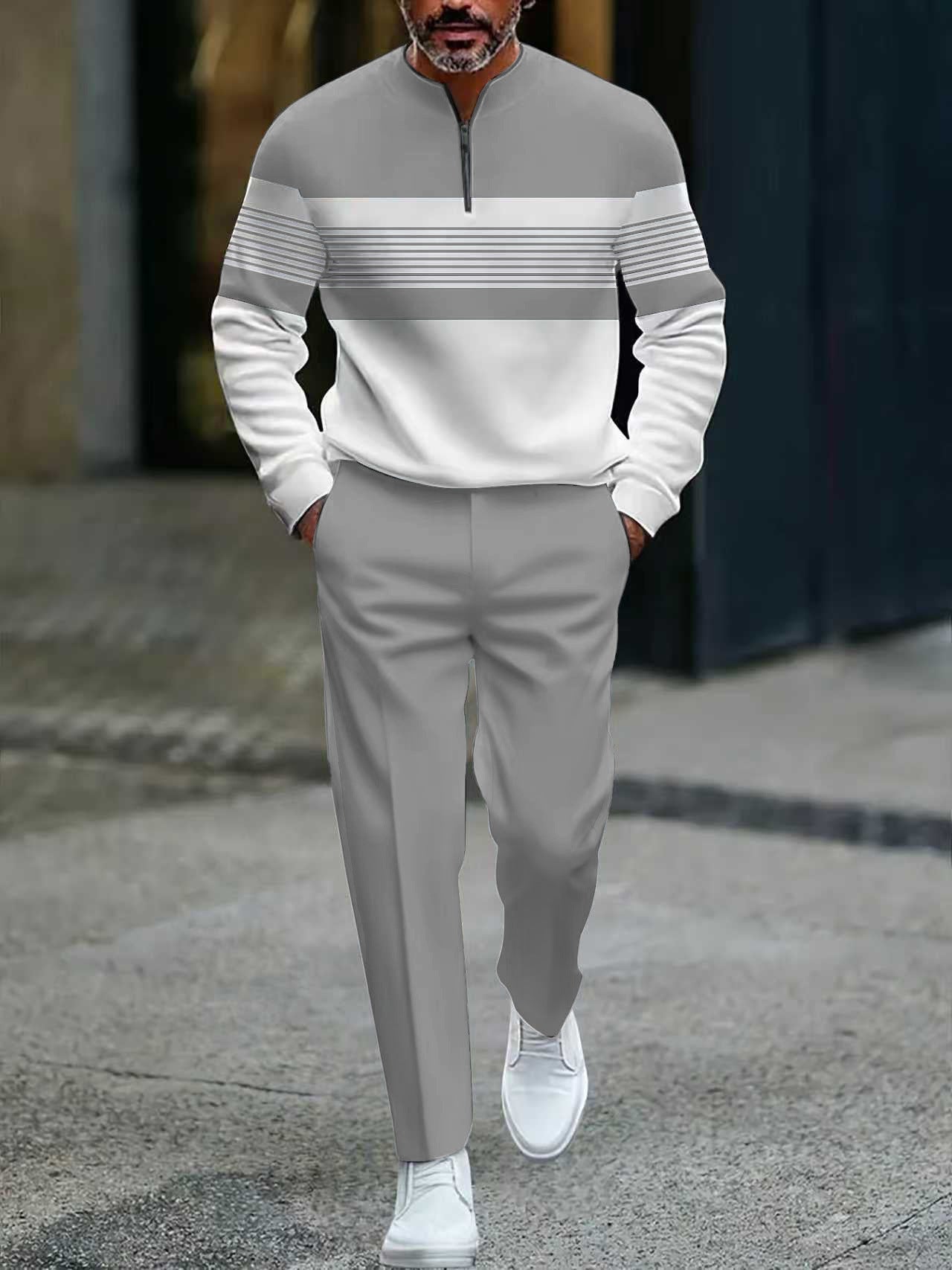 Conjunto para hombre: jersey con estampado gráfico y pantalones.