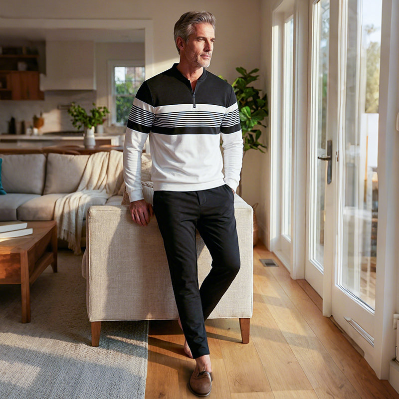 Conjunto para hombre: jersey con estampado gráfico y pantalones.