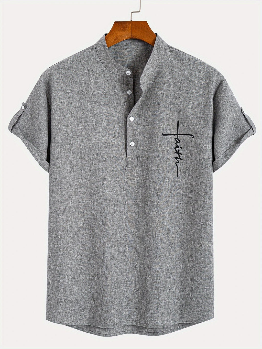 Alejandro™ | Camisa elegante de manga corta con cuello alto