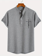 Alejandro™ | Camisa elegante de manga corta con cuello alto