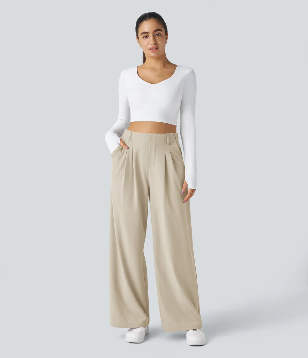 Pantalón de traje ancho y fluido