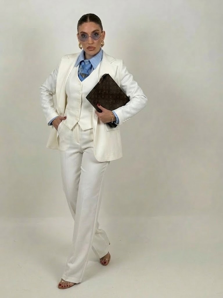 Traje Sara- Conjunto de 3 piezas de alta calidad  Chaqueta, chaleco y pantalón ancho