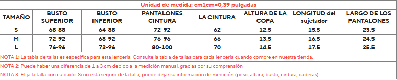 Tabla de tallas