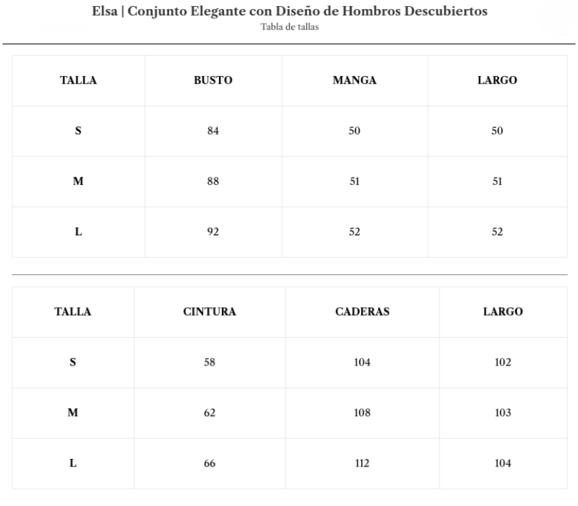 Tabla de tallas