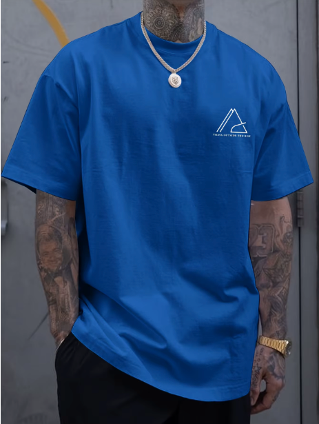 Camiseta urbana para hombre de corte holgado – algodón 100% premium, ajuste oversize casual y estampado tipográfico geométrico