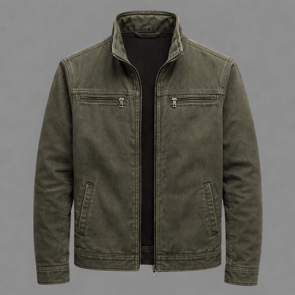 CARLOS™ | Chamarra Vintage de Algodón con Cremallera