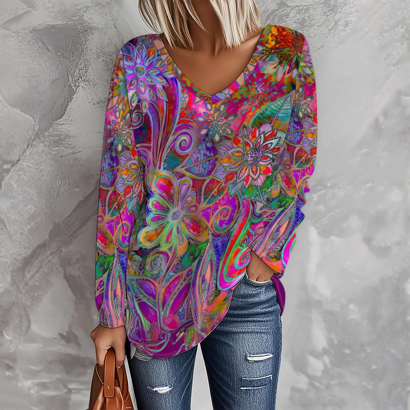 Blusa con Estampado Floral Vintage
