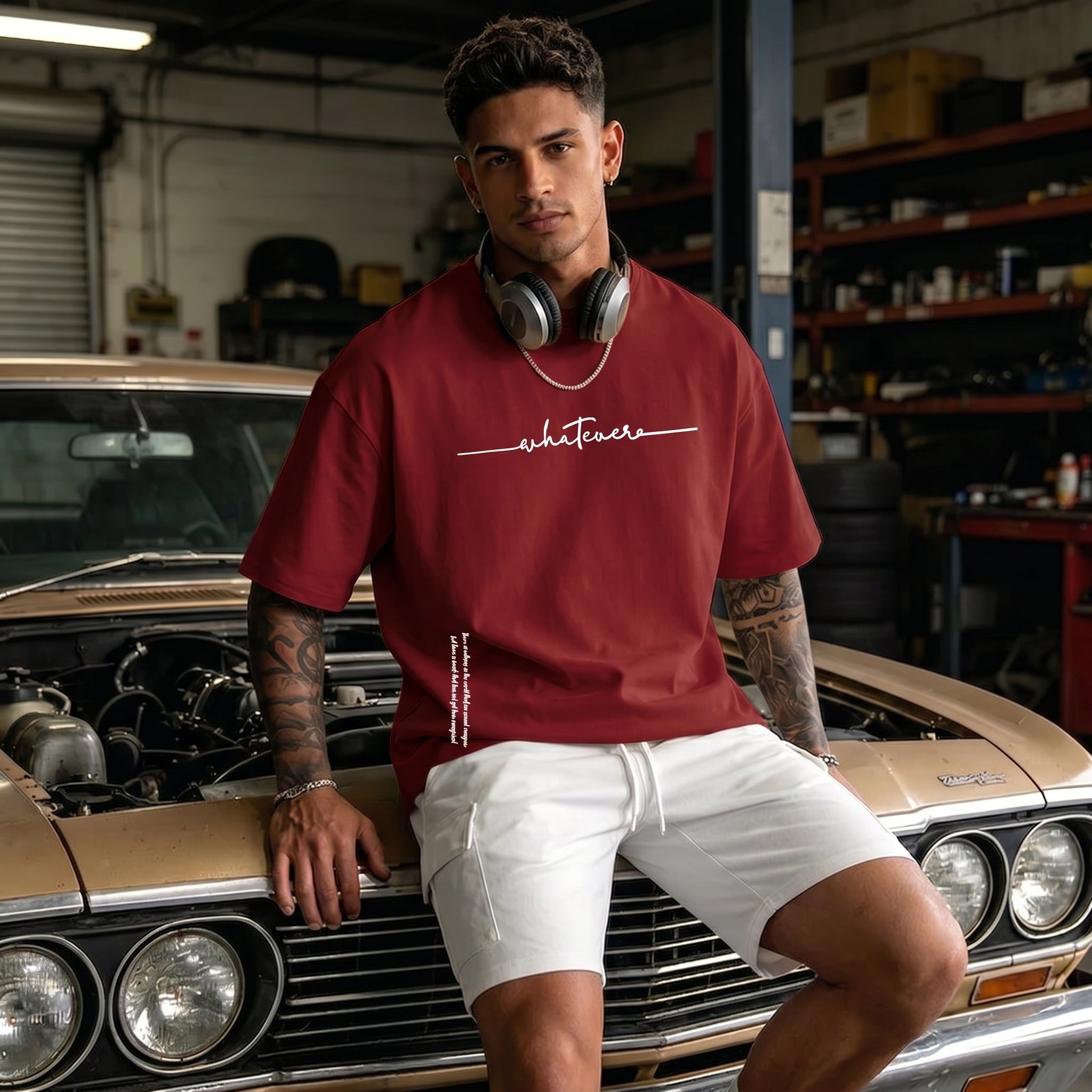 Camiseta urbana para hombre de corte holgado – algodón 100% premium, ajuste oversize casual y estampado tipográfico minimalista