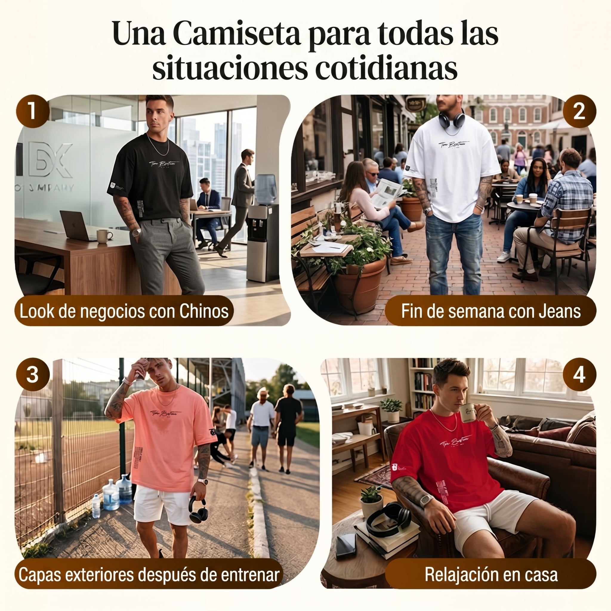 ¡50% DE DESCUENTO AHORA! Camiseta urbana para hombre de corte holgado – mezcla premium de algodón, ajuste oversize casual y estampado gráfico