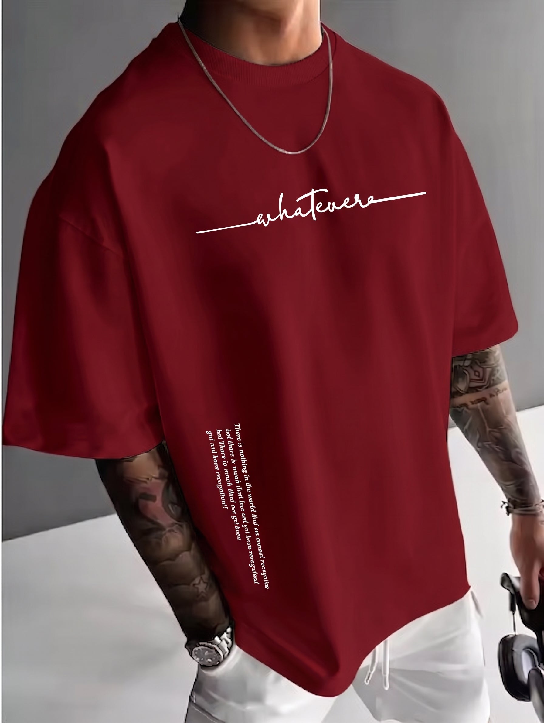 Camiseta urbana para hombre de corte holgado – algodón 100% premium, ajuste oversize casual y estampado tipográfico minimalista