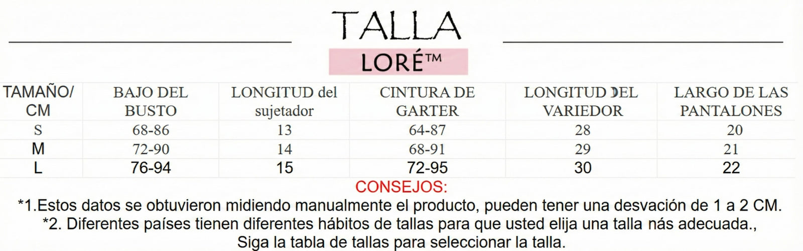 Guía de tallas