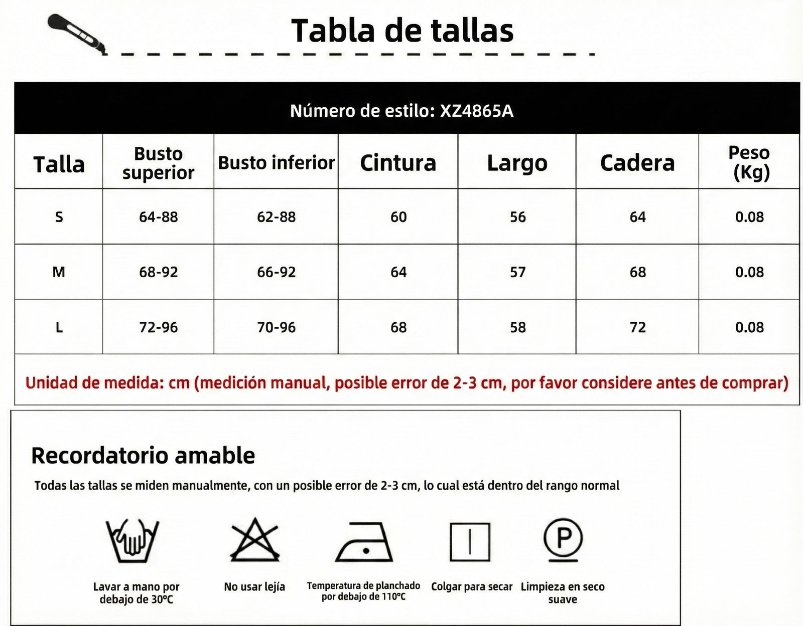 Guía de tallas