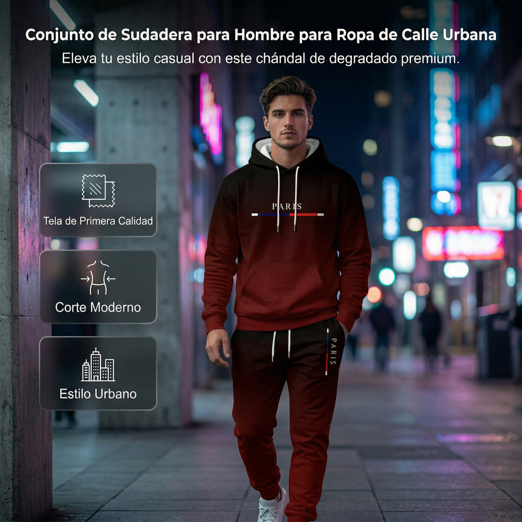 Conjunto deportivo degradado para hombre - sudadera con capucha y pantalón tipo jogger