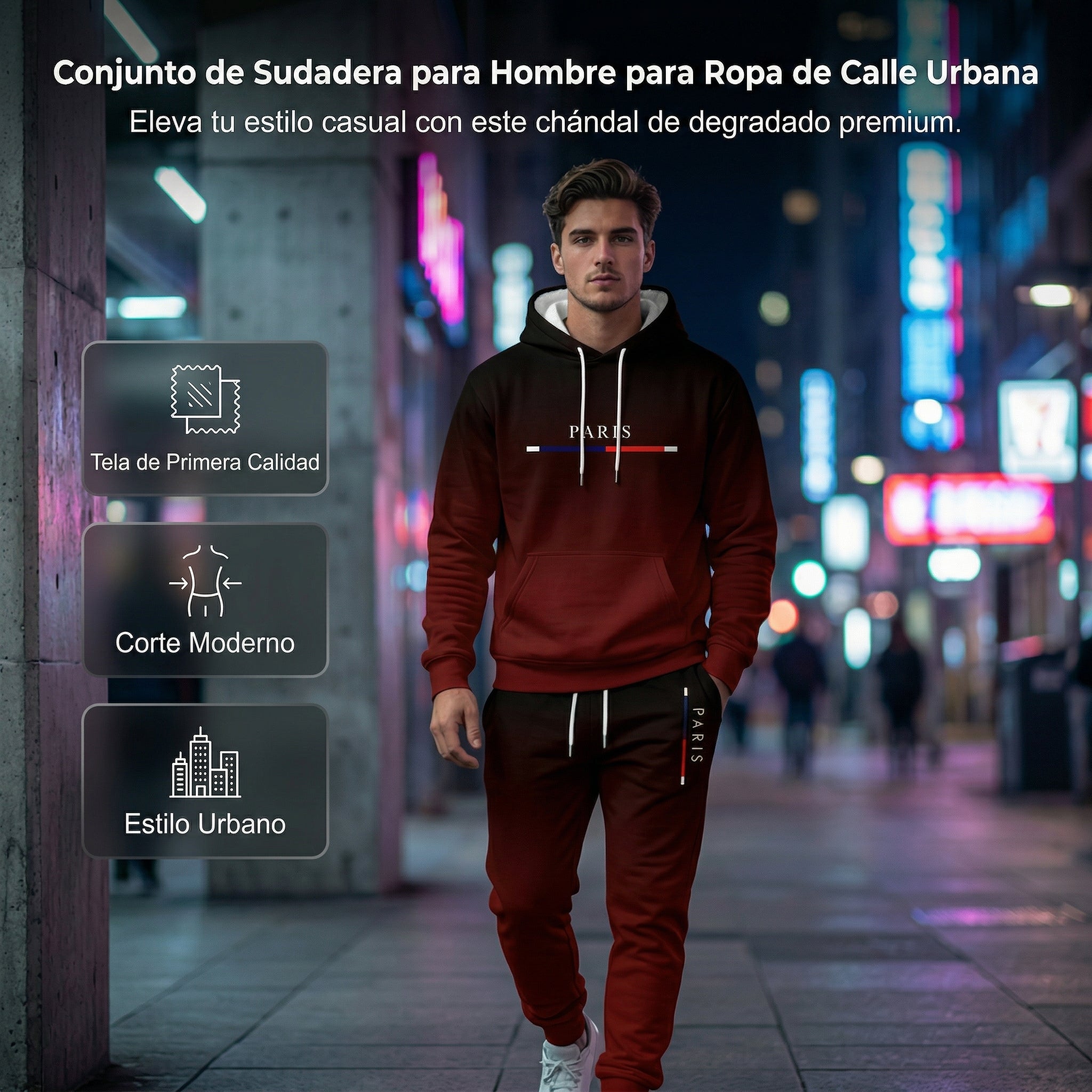 Conjunto deportivo degradado para hombre - sudadera con capucha y pantalón tipo jogger