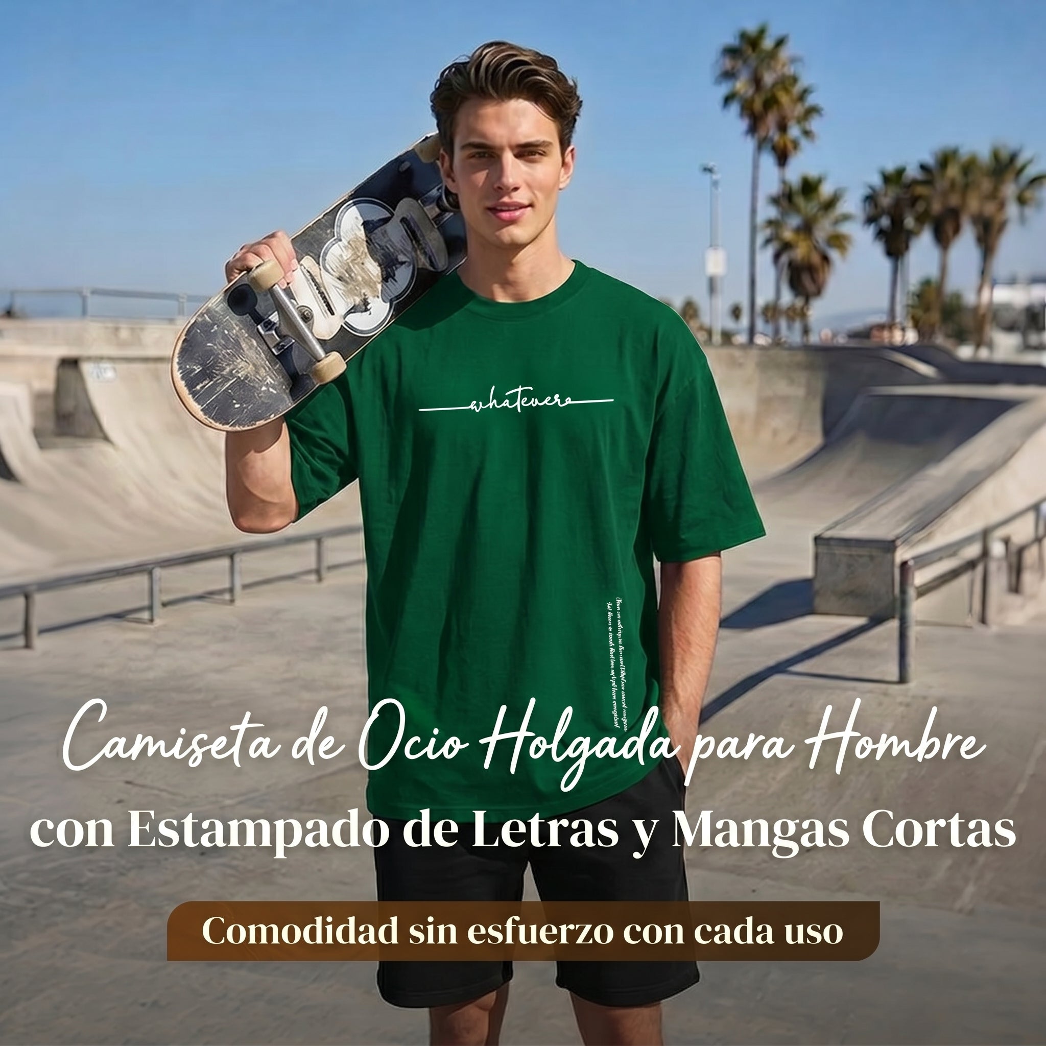 Camiseta urbana para hombre de corte holgado – algodón 100% premium, ajuste oversize casual y estampado tipográfico minimalista