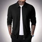 Chaqueta tipo polo para hombre, estilo waffle, casual y deportiva con cierre.