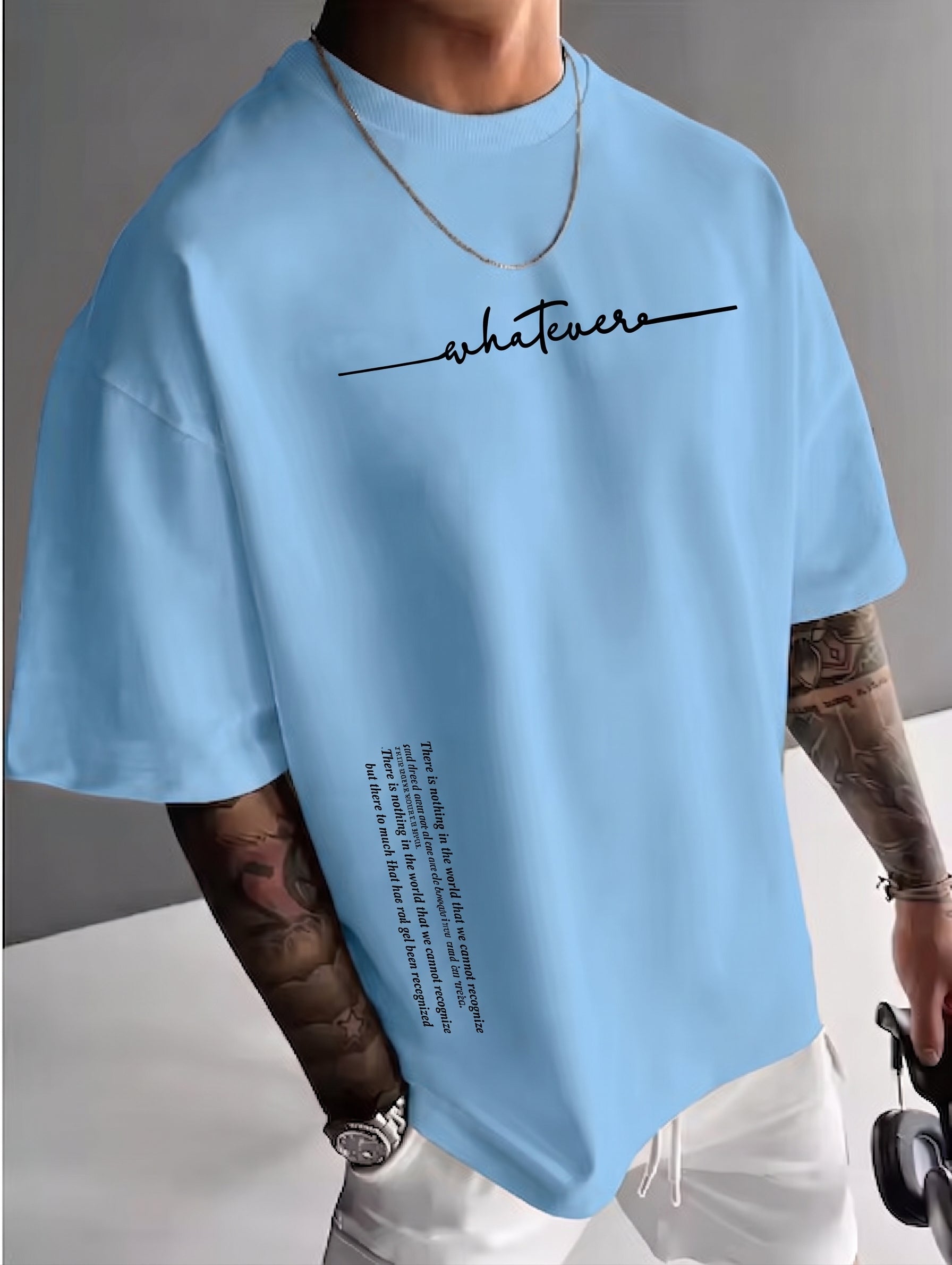 Camiseta urbana para hombre de corte holgado – algodón 100% premium, ajuste oversize casual y estampado tipográfico minimalista