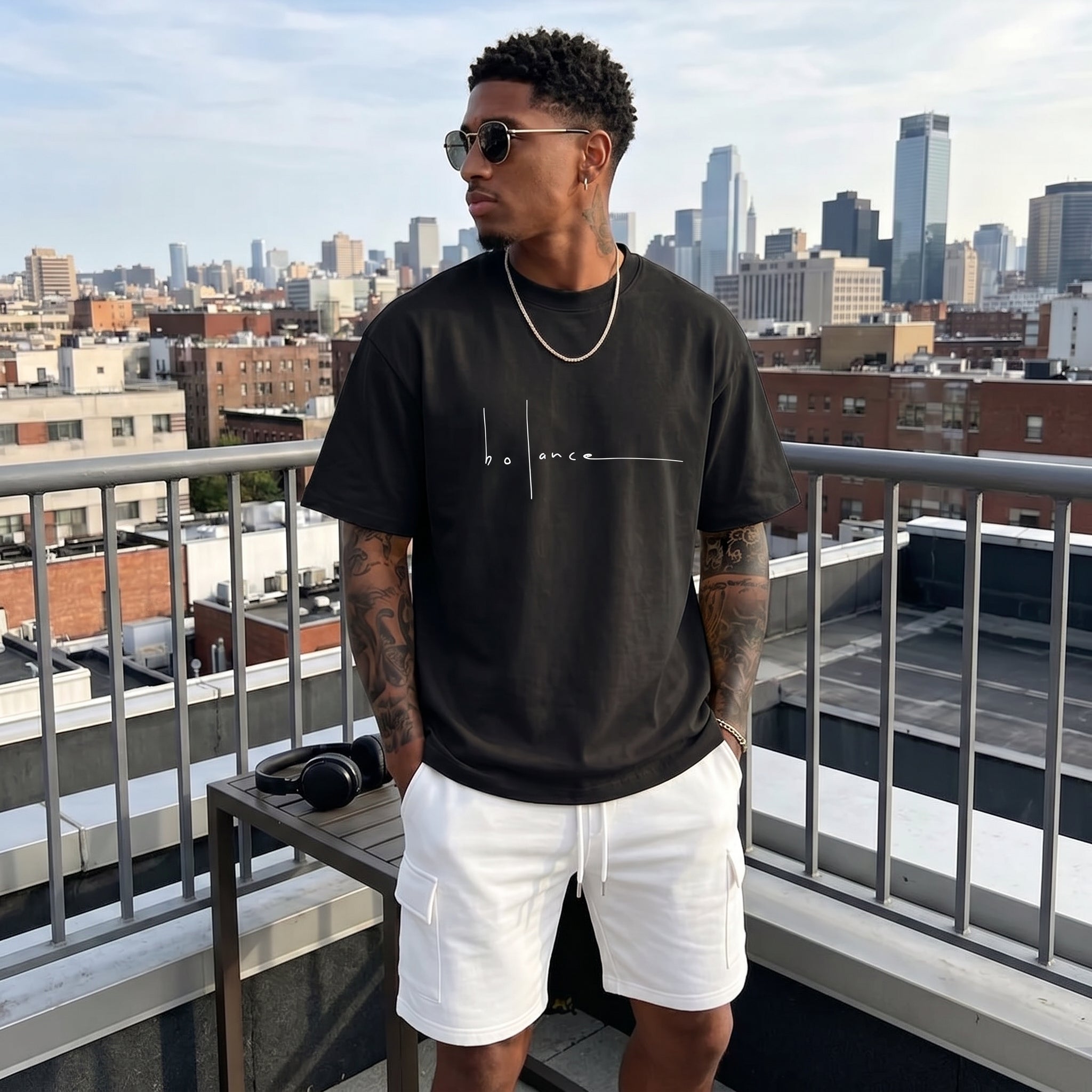 Camiseta urbana para hombre de corte holgado – algodón premium, ajuste oversize casual y diseño tipográfico streetwear