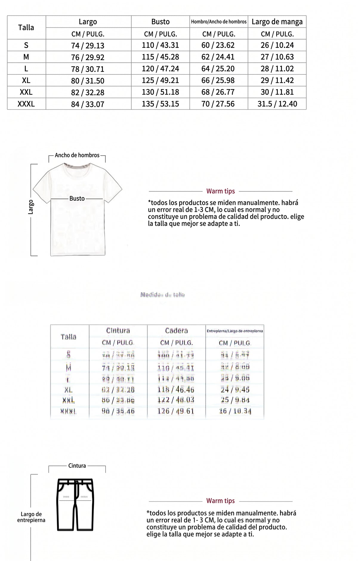 Tabla de tallas