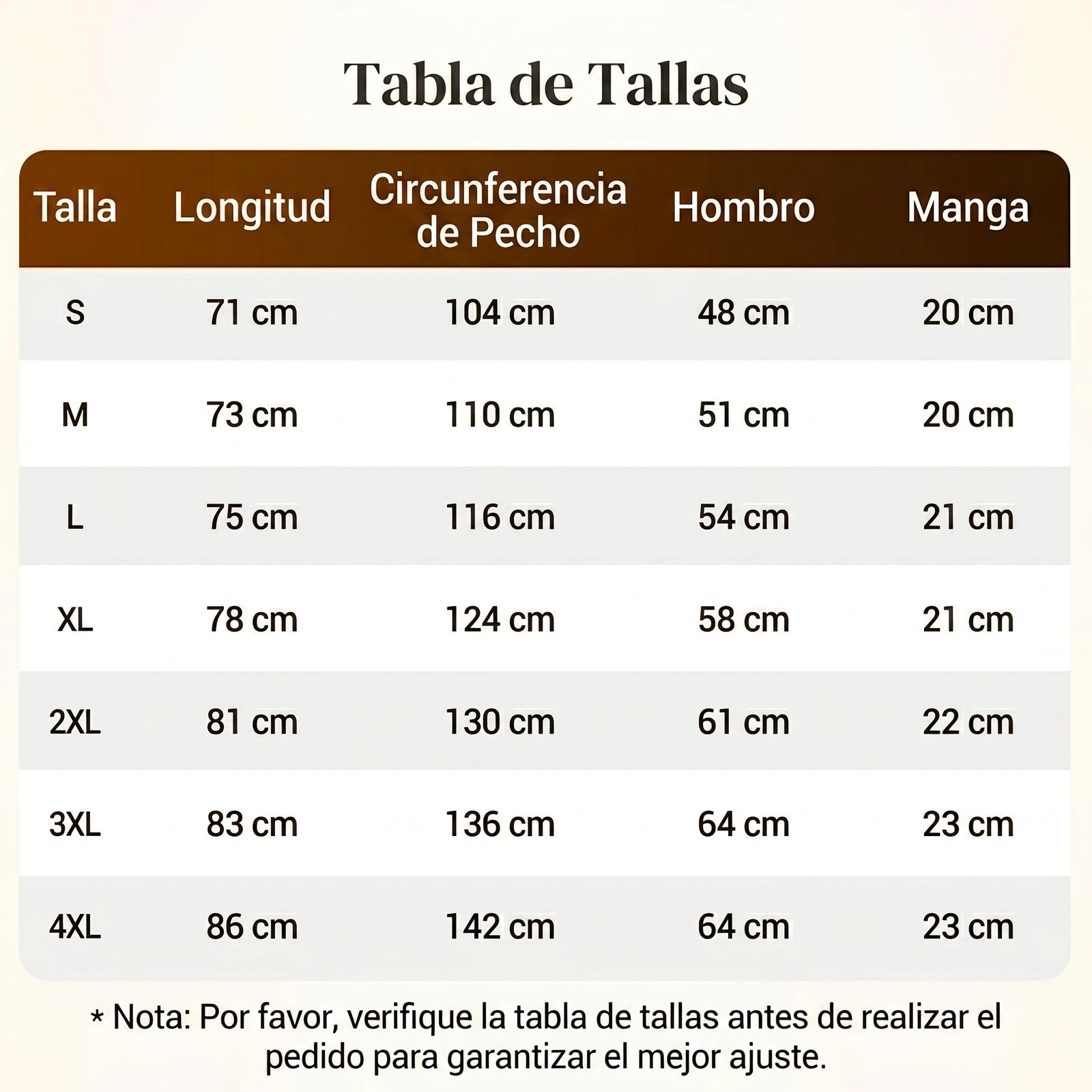 Guía de tallas