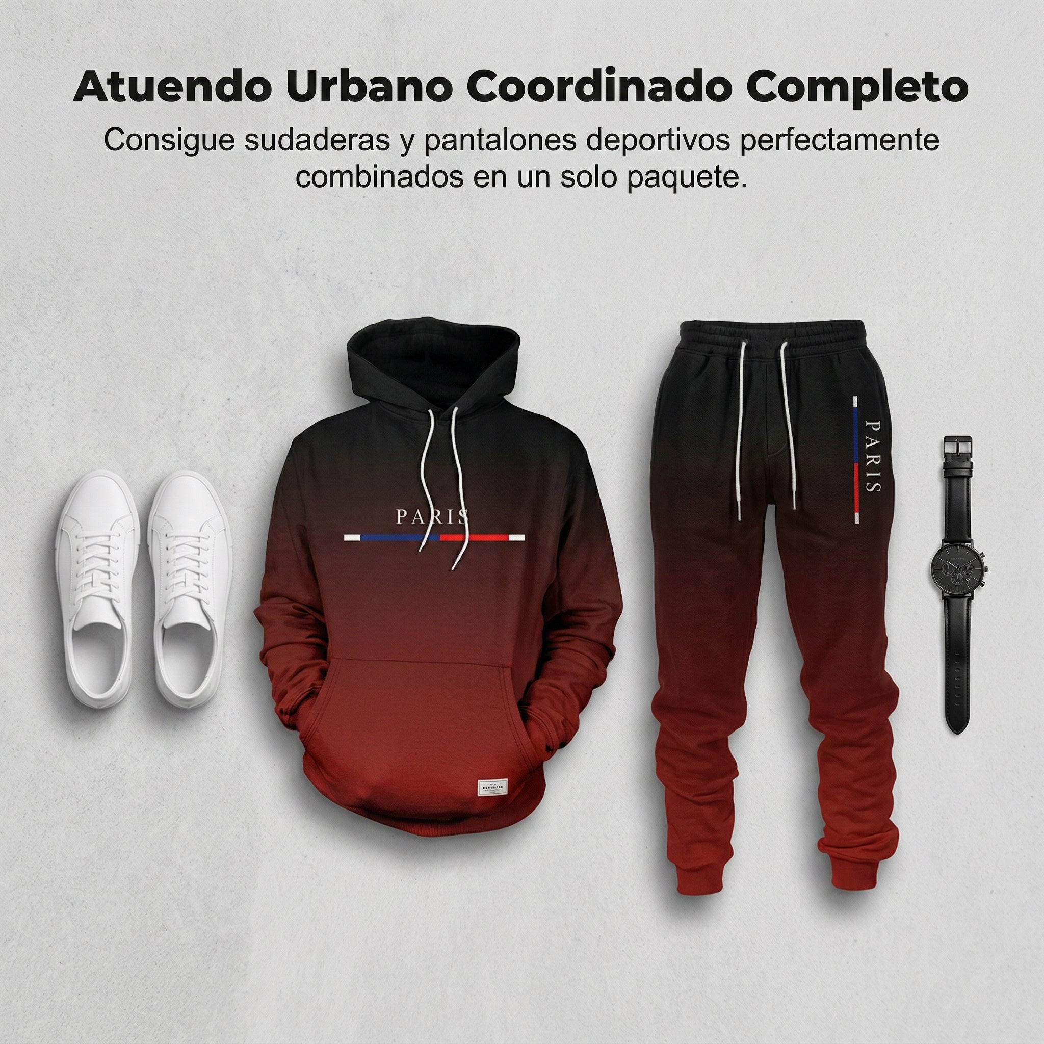 Conjunto deportivo degradado para hombre - sudadera con capucha y pantalón tipo jogger