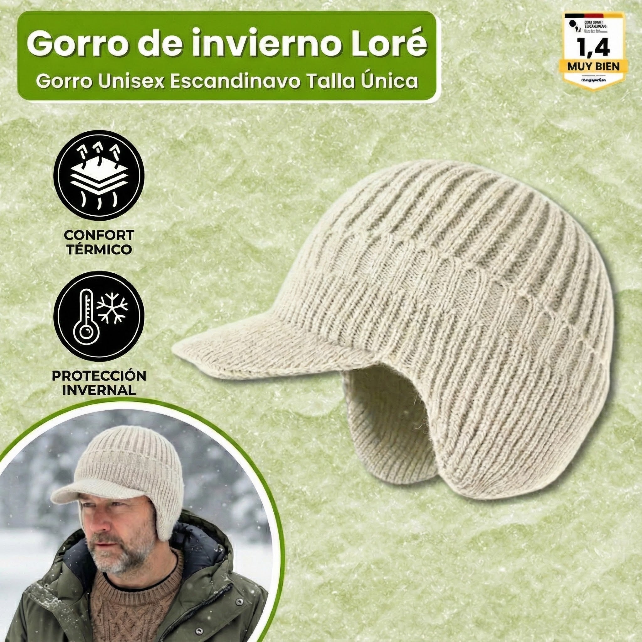 Loré – Gorro de invierno escandinavo con protección para las orejas (unisex, talla única)