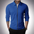 Chaqueta tipo polo para hombre, estilo waffle, casual y deportiva con cierre.