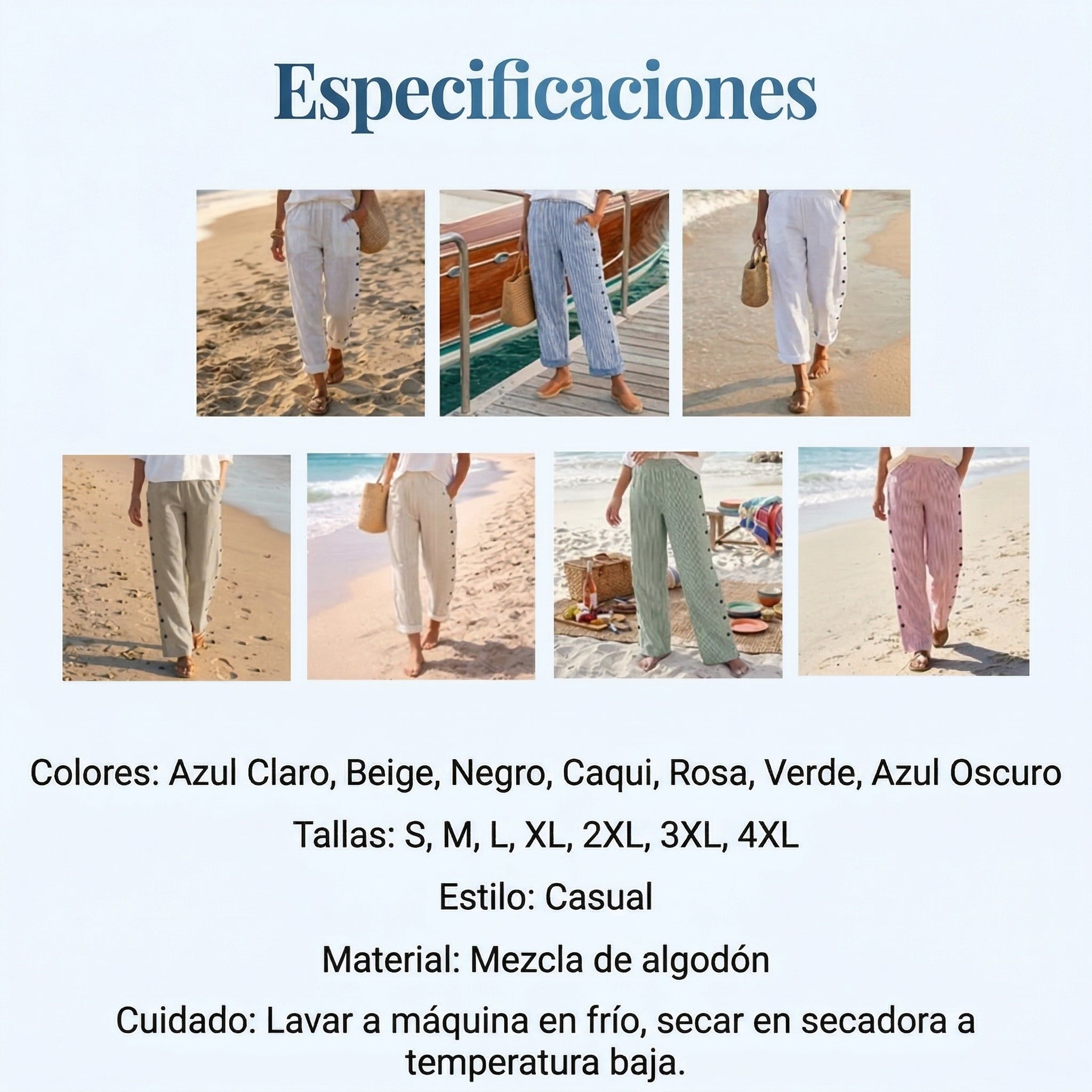 Pantalones a rayas azules con bolsillos laterales