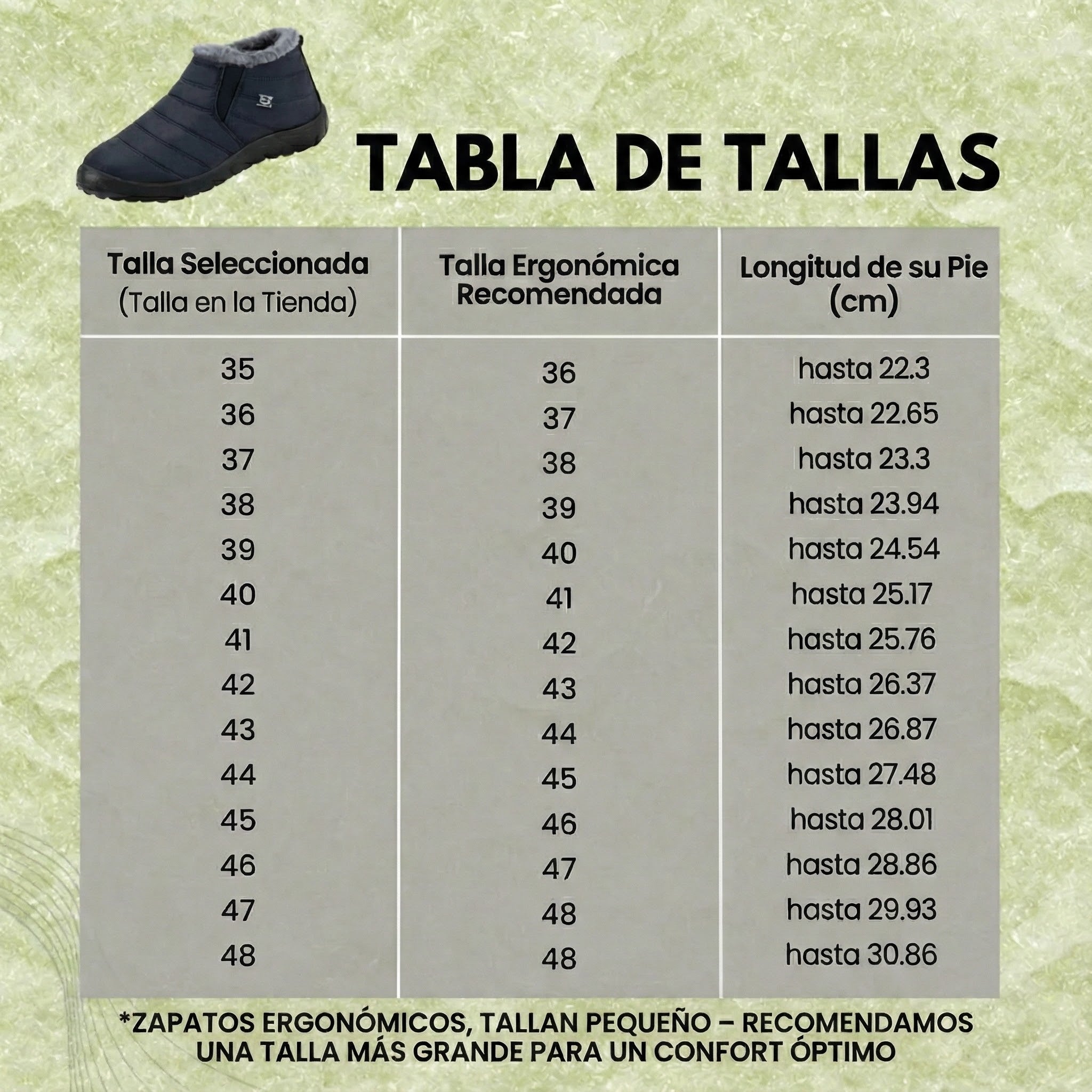 Tabla de tallas