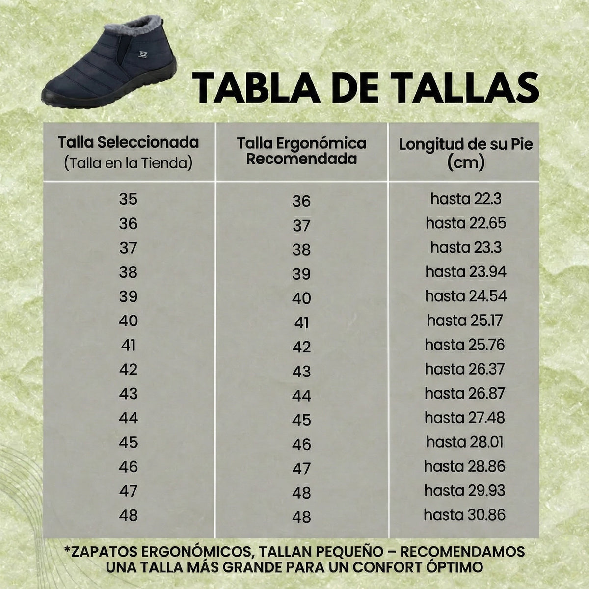 Tabla de tallas