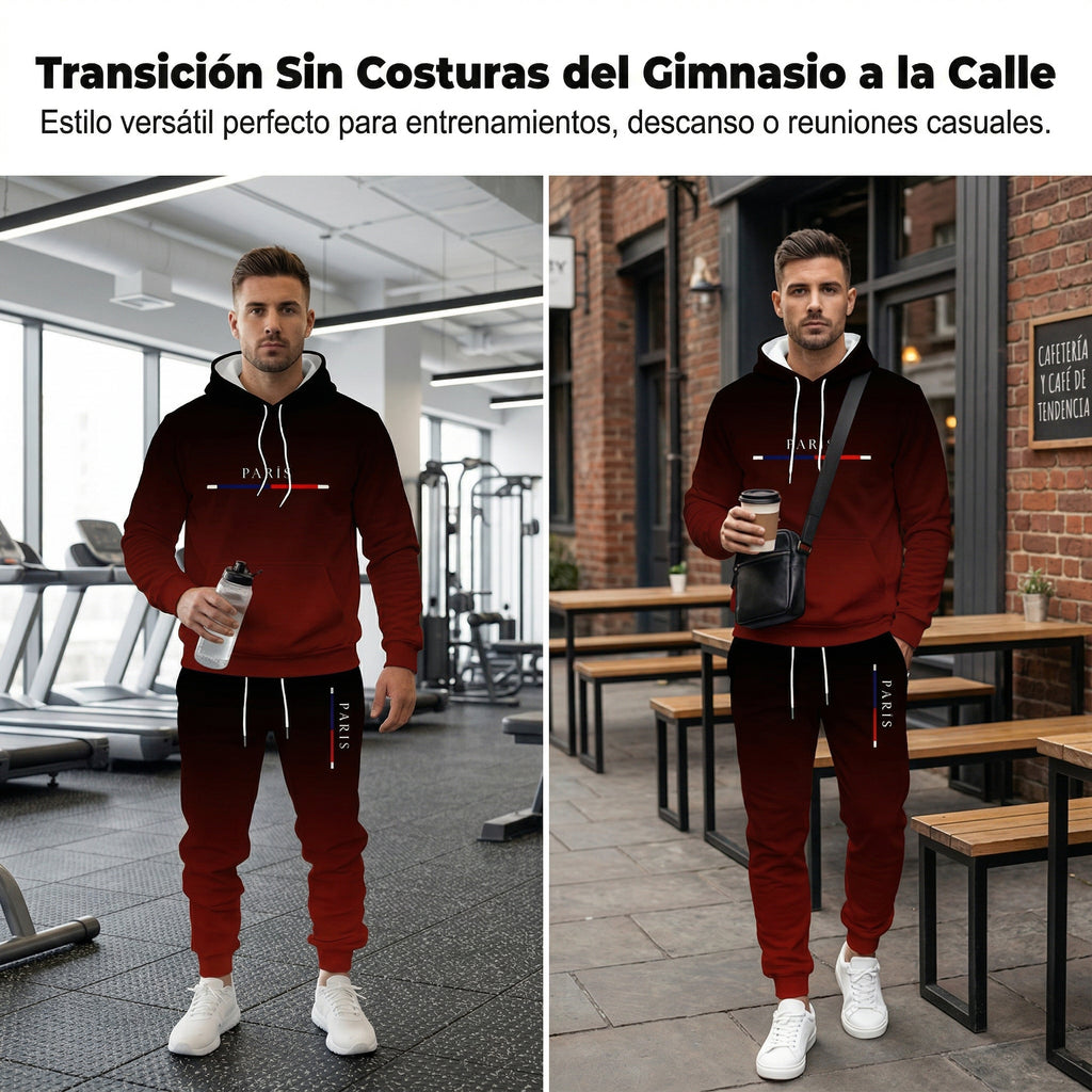 Conjunto deportivo degradado para hombre - sudadera con capucha y pantalón tipo jogger