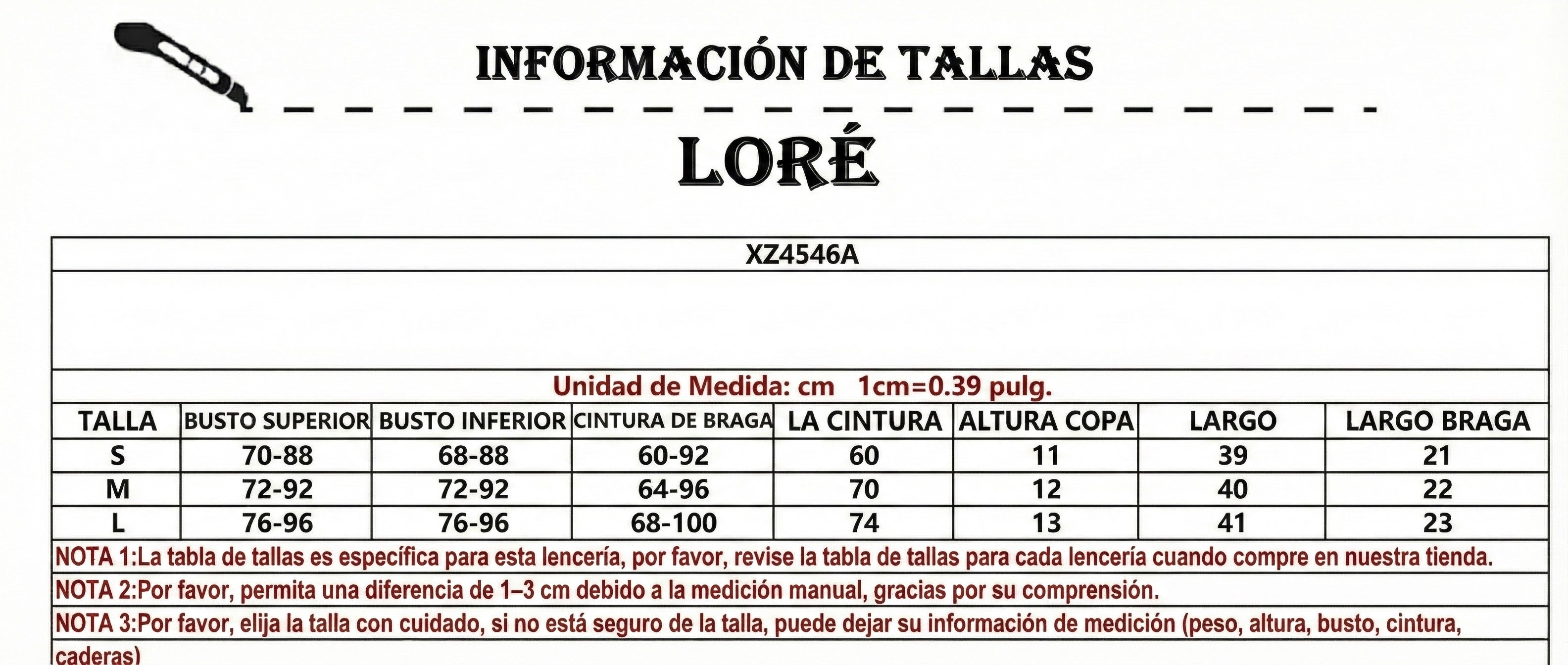 Tabla de tallas