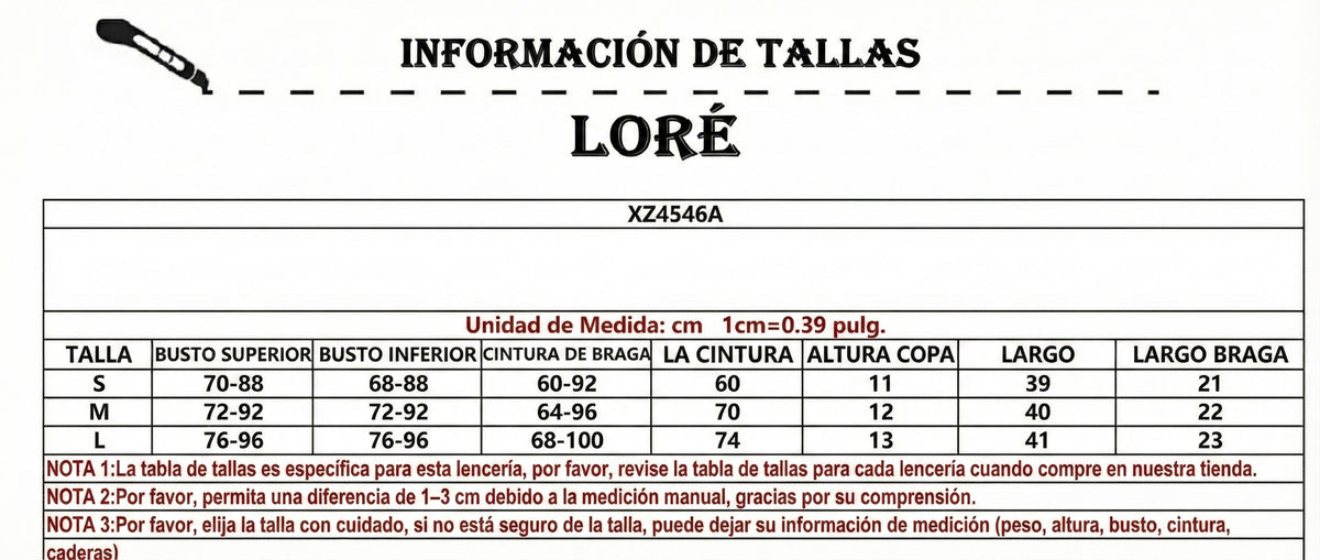 Tabla de tallas
