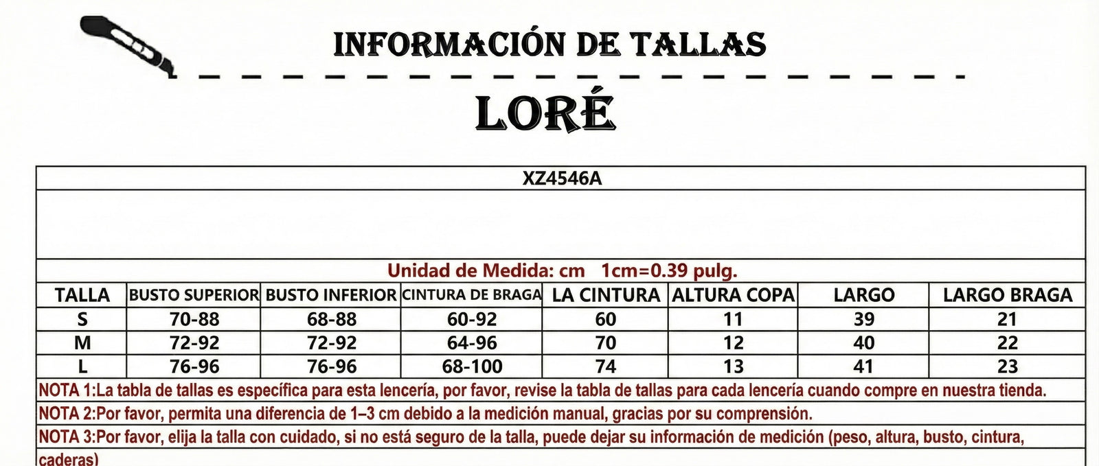 Guía de tallas