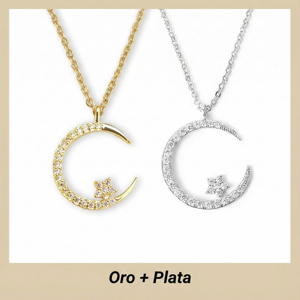 ⌛ Solo quedan 3 días: ¡50 % de descuento en todo! ⏰ Collar brillante con luna y estrellas🌙