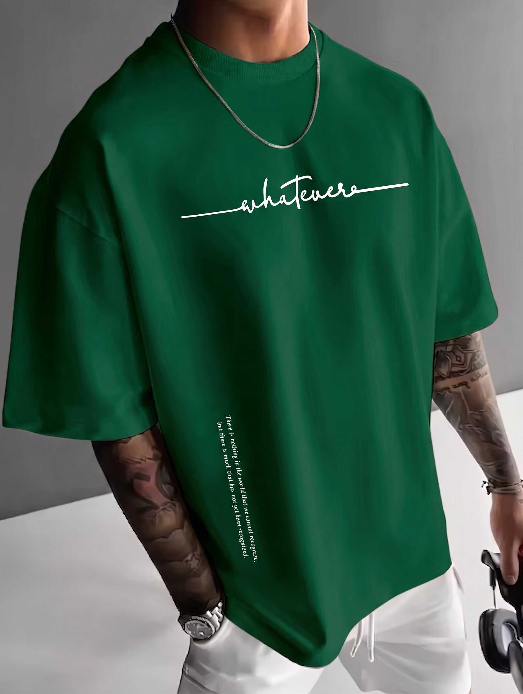Camiseta urbana para hombre de corte holgado – algodón 100% premium, ajuste oversize casual y estampado tipográfico minimalista