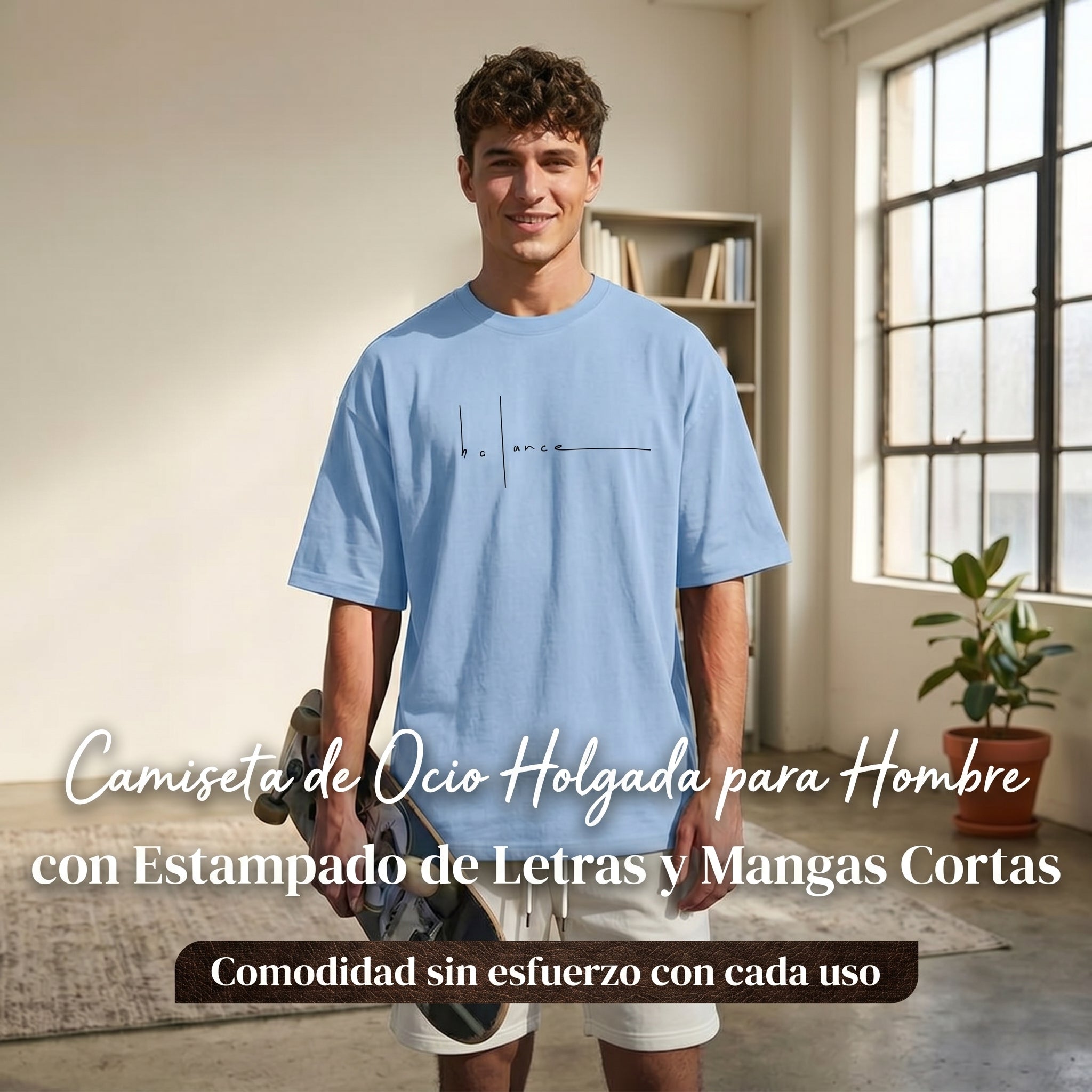 Camiseta urbana para hombre de corte holgado – algodón premium, ajuste oversize casual y diseño tipográfico streetwear