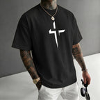 Camiseta urbana para hombre de corte holgado – algodón 100% premium, ajuste oversize casual y estampado gráfico cruzado
