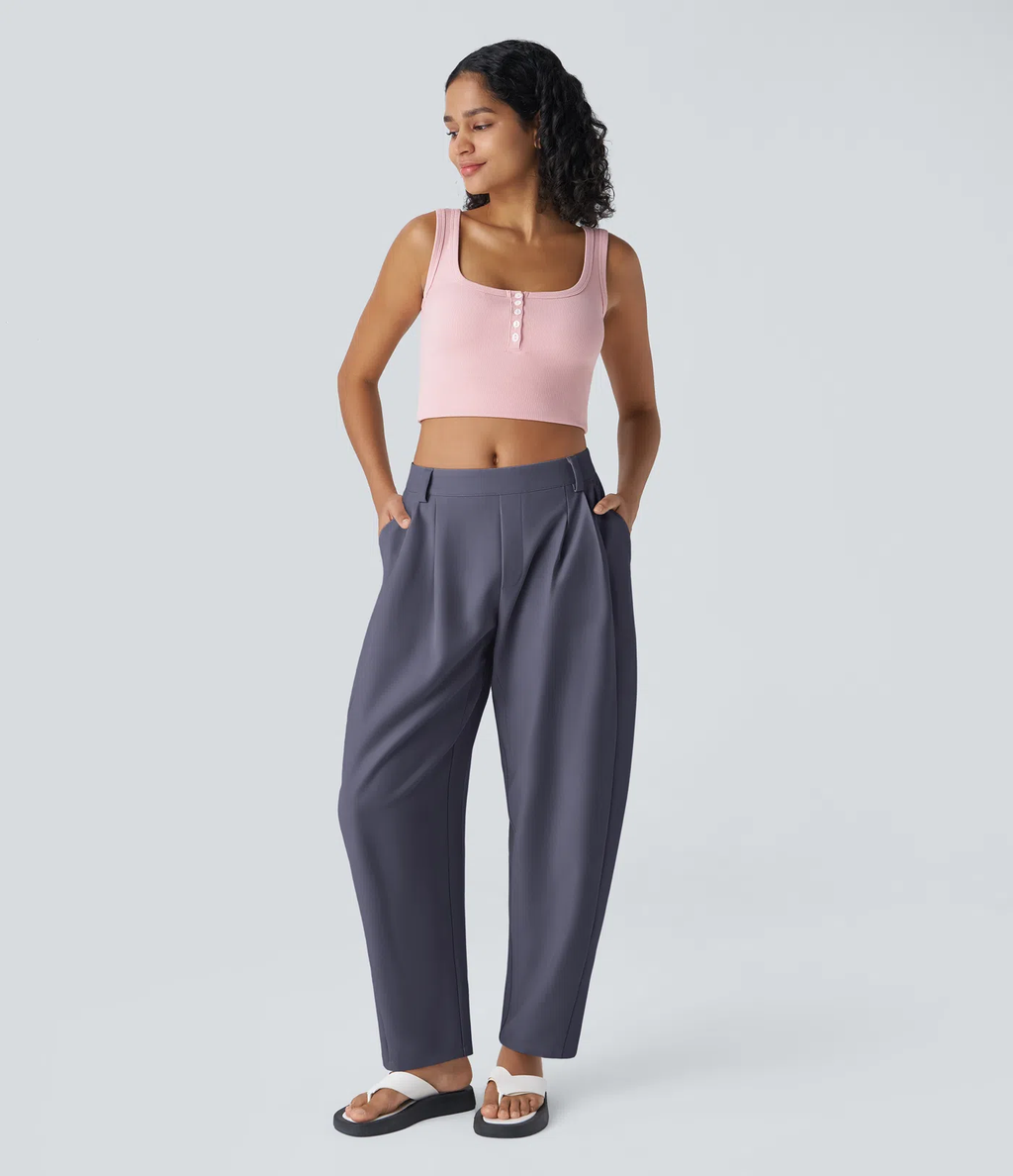Pantalón Plisado Tiro Medio