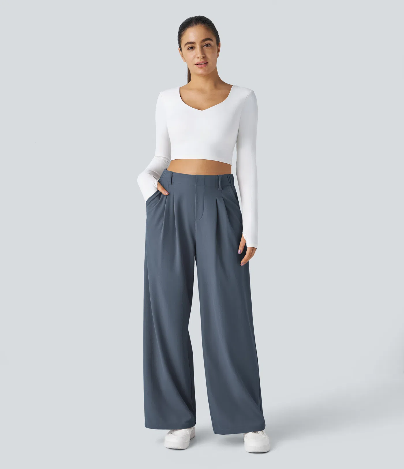 Pantalón de traje ancho y fluido