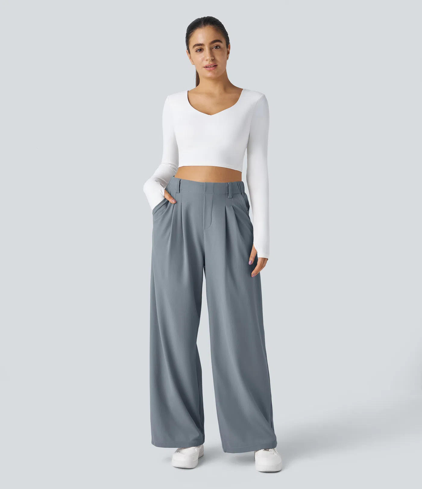 Pantalón de traje ancho y fluido