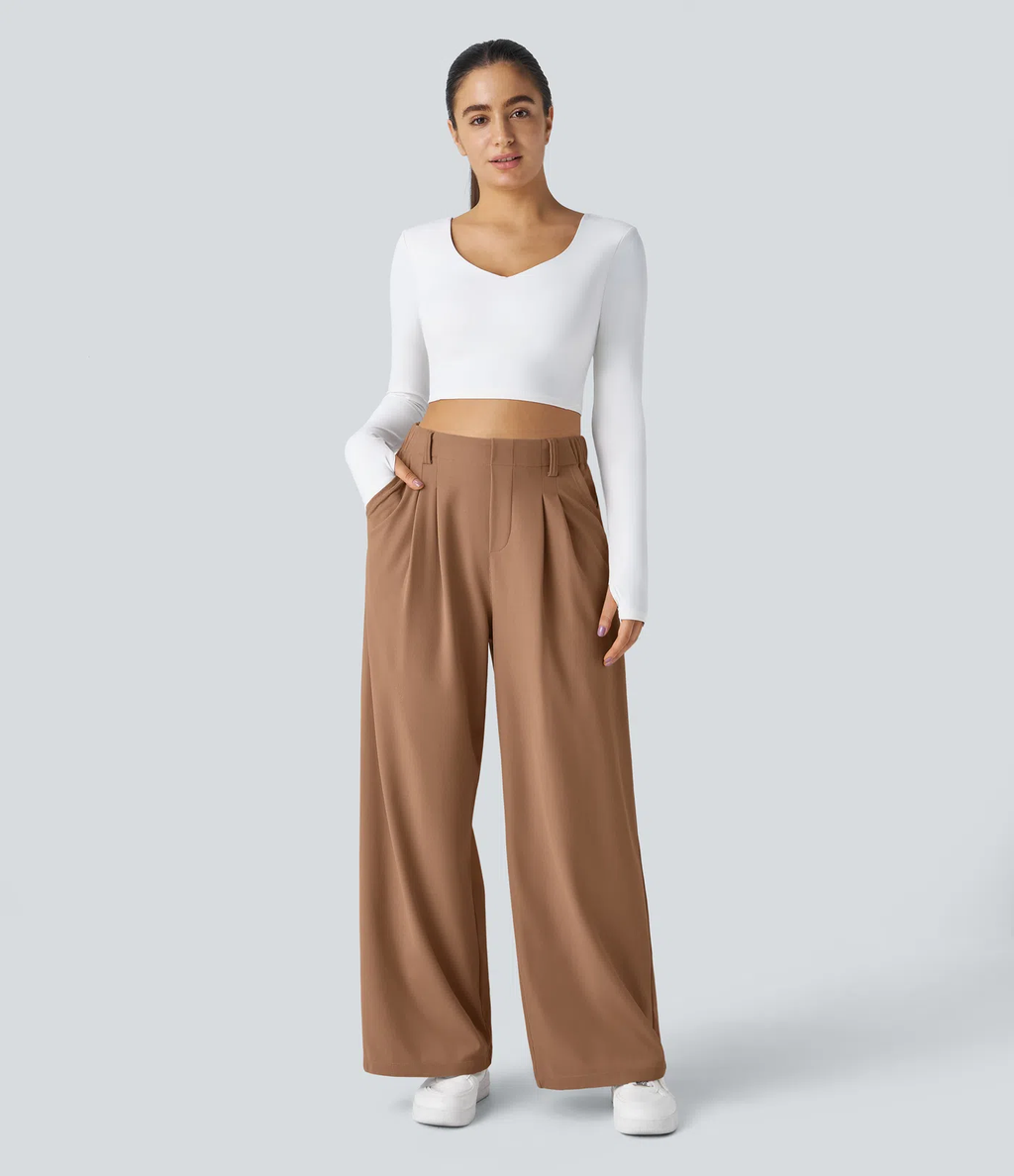 Pantalón de traje ancho y fluido
